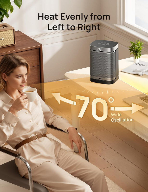 Space Heater, 1500W Portable Electric Heaters for Indoor Use, PTC Ceramic Heater6