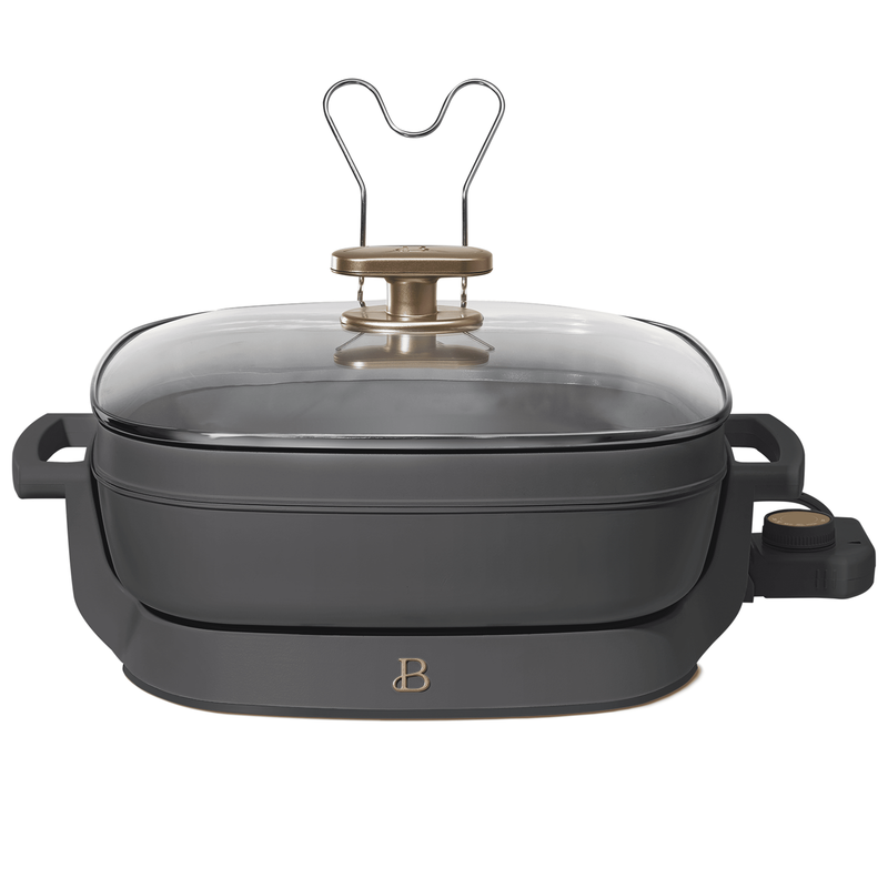 5 in 1 Electric Skillet Expandable to 7 Qt w/ Glass Lid Oyster Gray0
