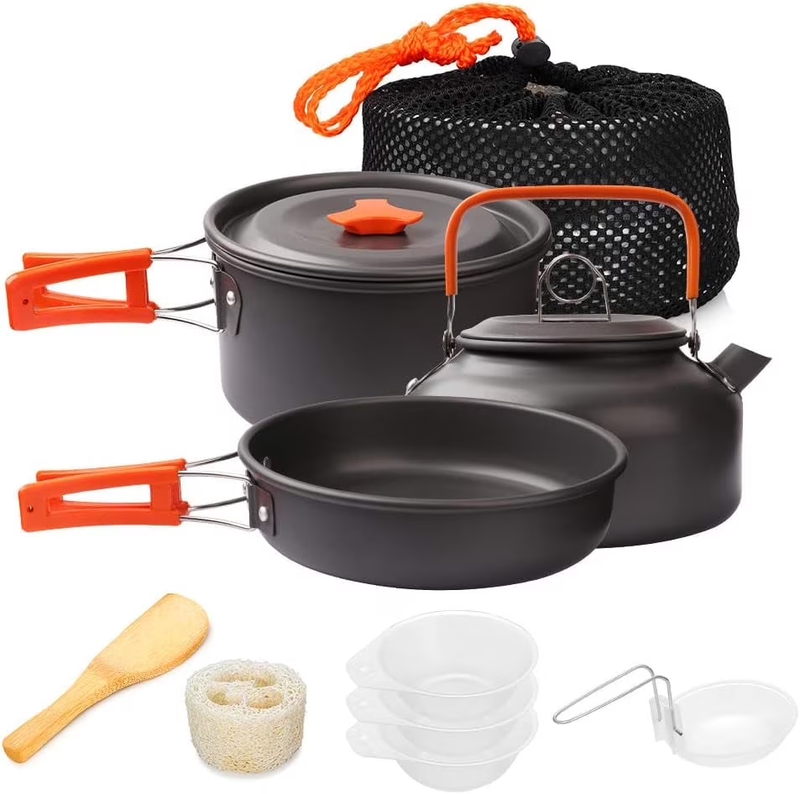 Camping Cookware Set Camping Gear Non Stick Cooking Equipment Lightweight Stacka0