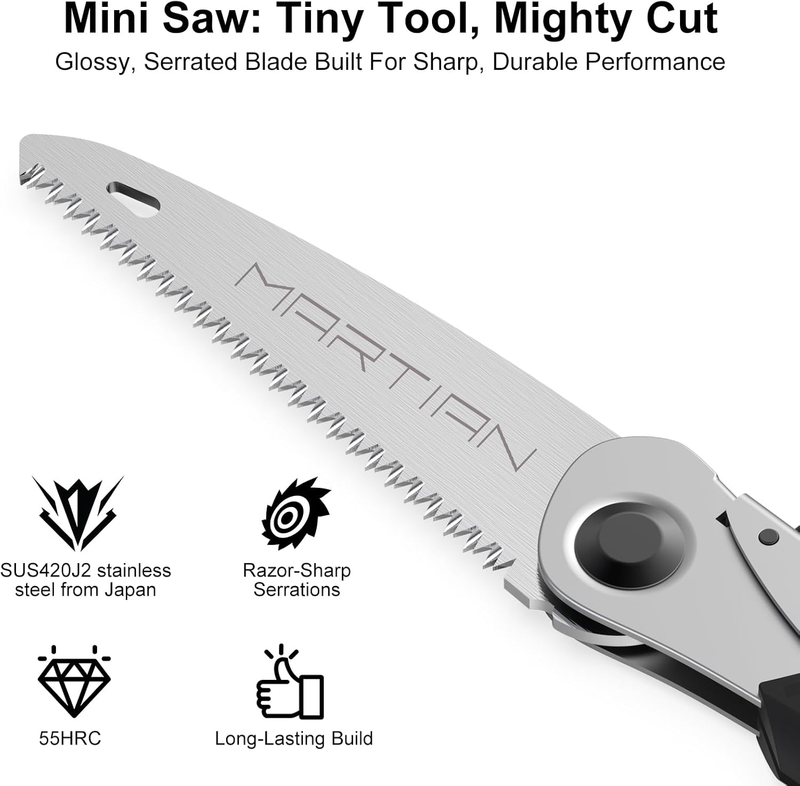 Outdoor Portable Mini Saw – Compact Folding Design + Belt-Mount Transparent Case1