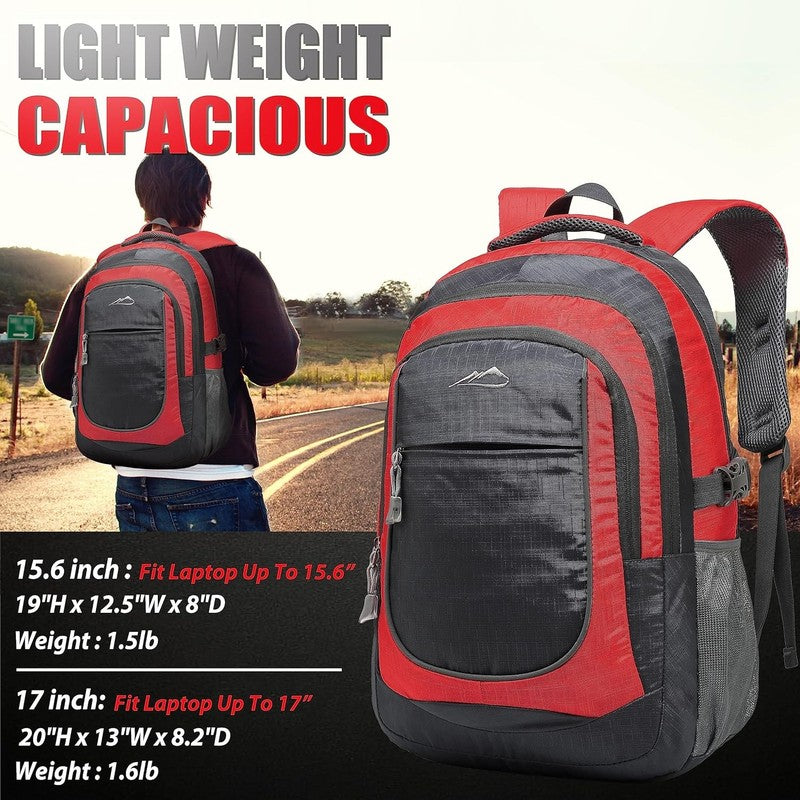15.6" Laptop Backpack College Travel Business Hiking Multi-Compartment Red5