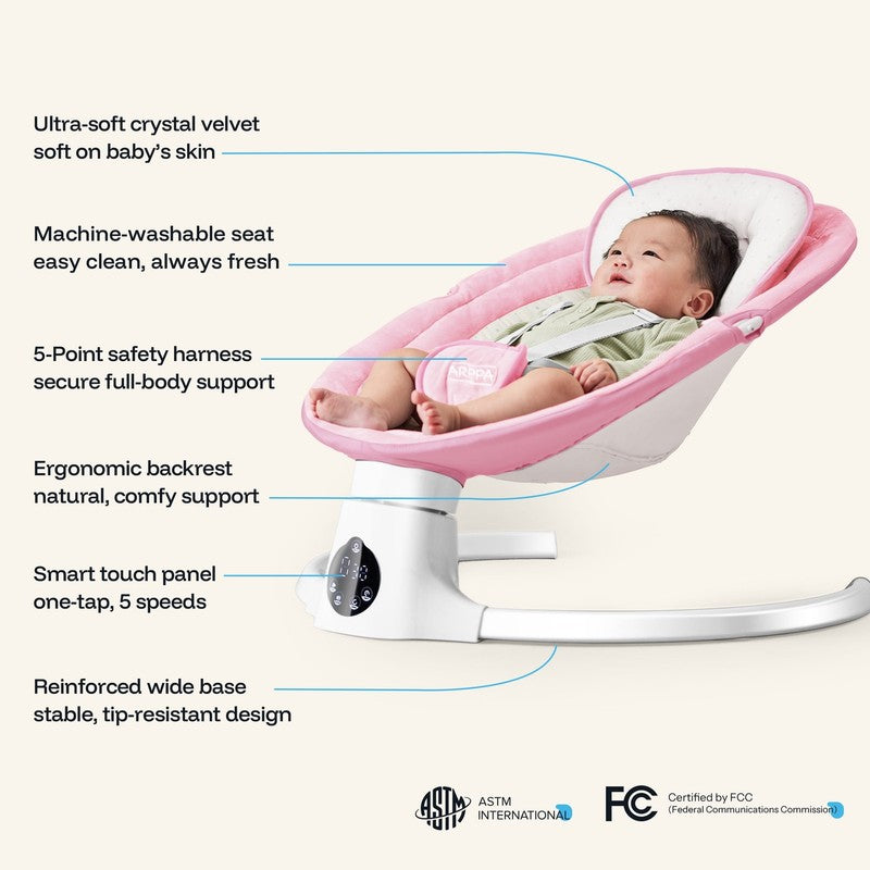 Baby Swing for Girl with Remote Control, 5 Sway Speed, 10 Lullabies, Pink8
