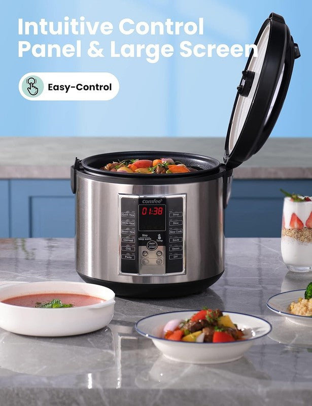 Multi Cooker 5.2Qt 12 in 1 Rice Slow Cooker Steamer Sauté Stewpot Black/Silver2