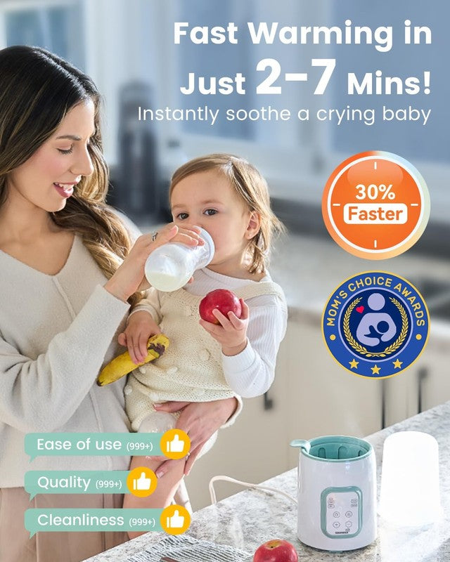 8-in-1 Fast Baby Bottle Warmer w/ Timer, Defrost, Sterilize, Food Heater Green1