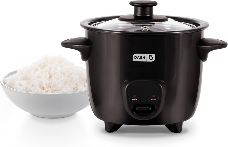Mini Rice Cooker 0.5Qt Steamer Nonstick Pot Keep Warm Function Black6