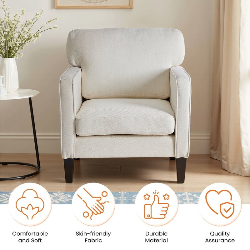 Mid Century Modern Lounge Chair – Curved Back Upholstered Armchair for Living Ro5