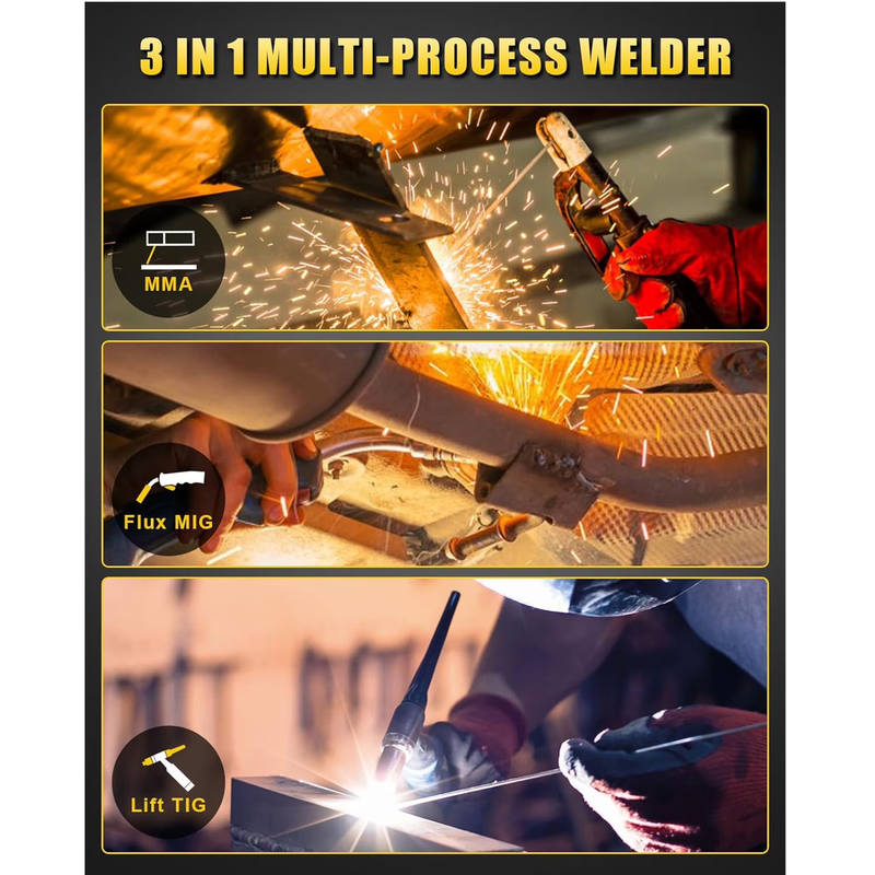 3 in 1 MIG Welder 110V Flux Core Mig/Lift Tig/Stick Gasless Welding Machine with5