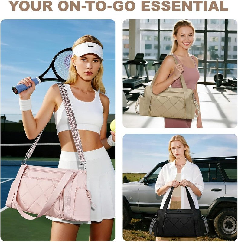 Gym Bag Women Duffle Weekender Travel Tote Wet Pocket Sports Dance Pink1