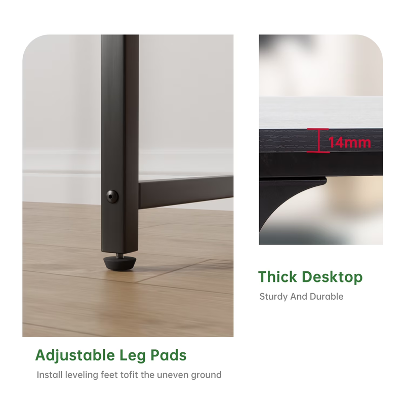 32in Computer Desk Metal Frame Modern Writing Desk Black3