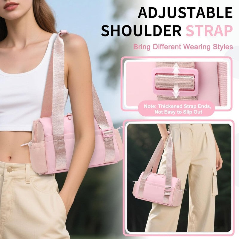 Mini Gym Bag Women Waterproof PU Fitness Tote Wet Compartment Pink3