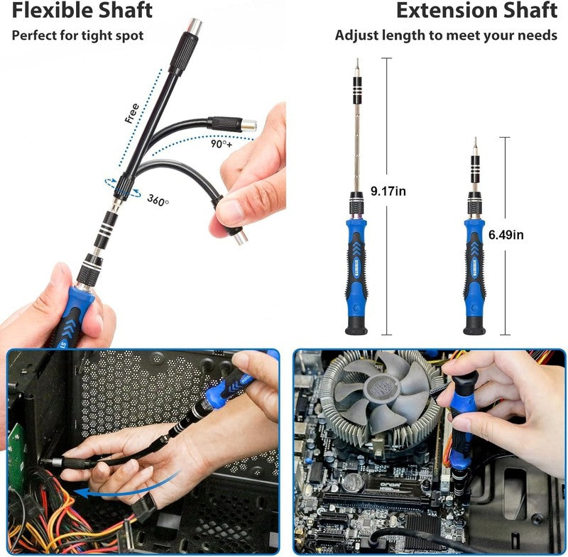 Electronics Screwdriver Set 142PCS – Magnetic Bits for Phone, PC & Game Consoles3