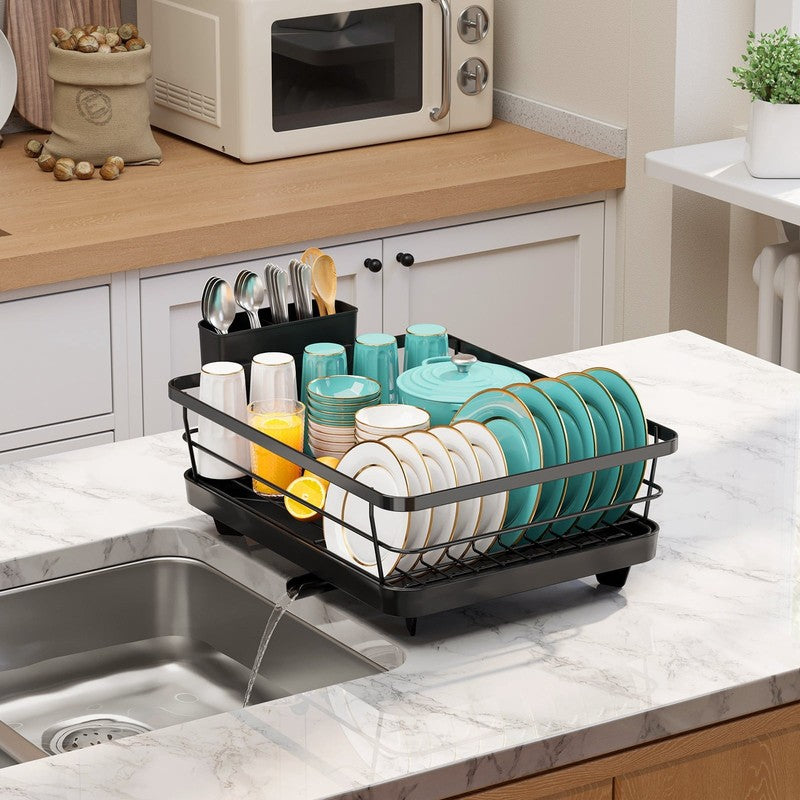 Compact Dish Drying Rack for Kitchen Counter 15x12x5 Inch Black7