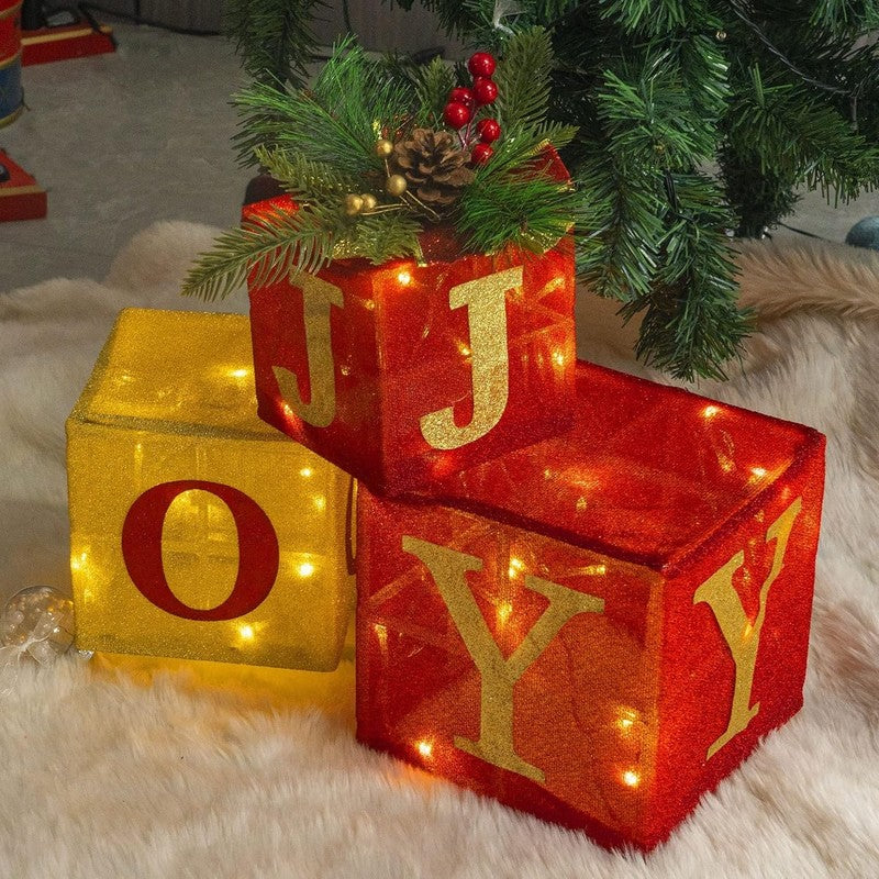 Set of 3 Christmas Lighted Gift Boxes 60 LED Pre-Lit Indoor Outdoor Decor2