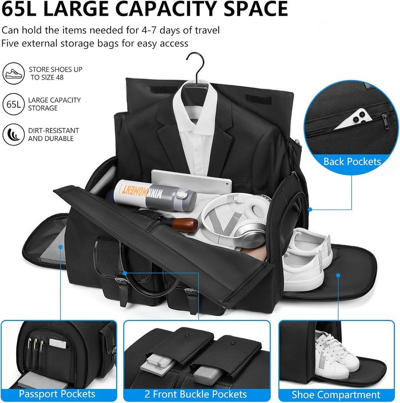 2in1 Garment Duffle Bag Carry On Shoe Pouch Travel Suit Bag Me2