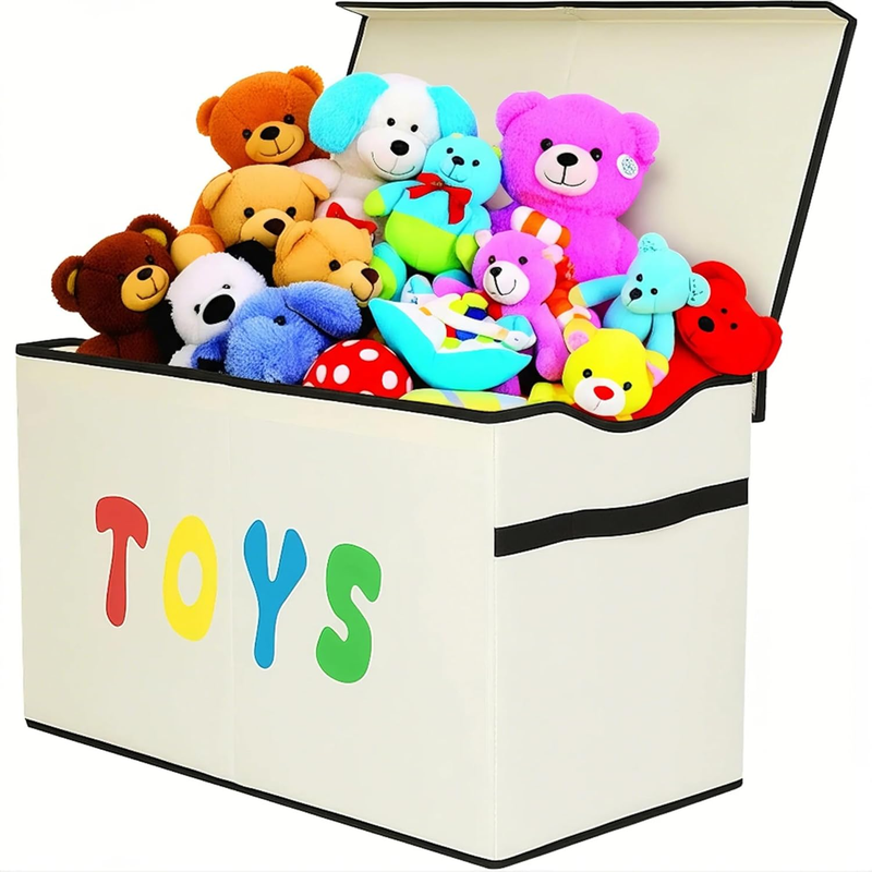 Toy Box Chest Collapsible Kids Storage Bins Organizer Boxes Extra Large Beige7