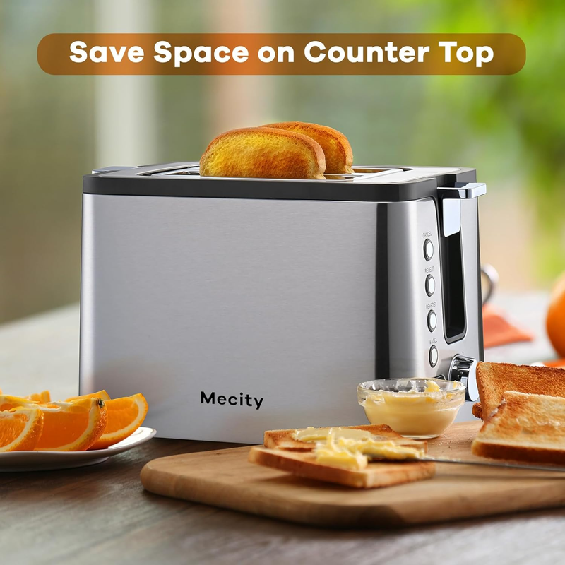 2 Slice Stainless Steel Toaster - Timer, Bagel, Defrost, Warming Rack, 6 Shade6