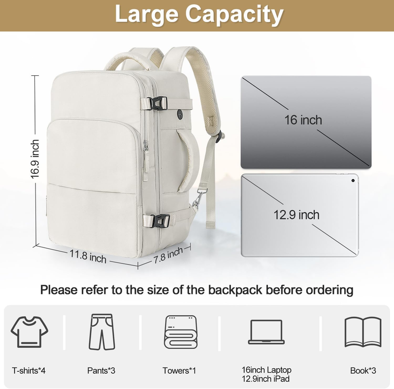 Travel Backpack Women Carry On Personal Item USB 16in Laptop Flight Bag8