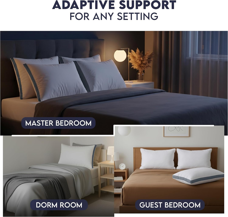 King Bed Pillows Set of 2 Down Alternative Soft Cooling Hotel Quality Grey8