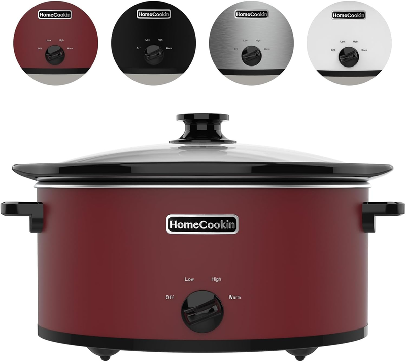 7Qt Oval Slow Cooker Manual 3-Setting Red Stainless Steel Warmer6