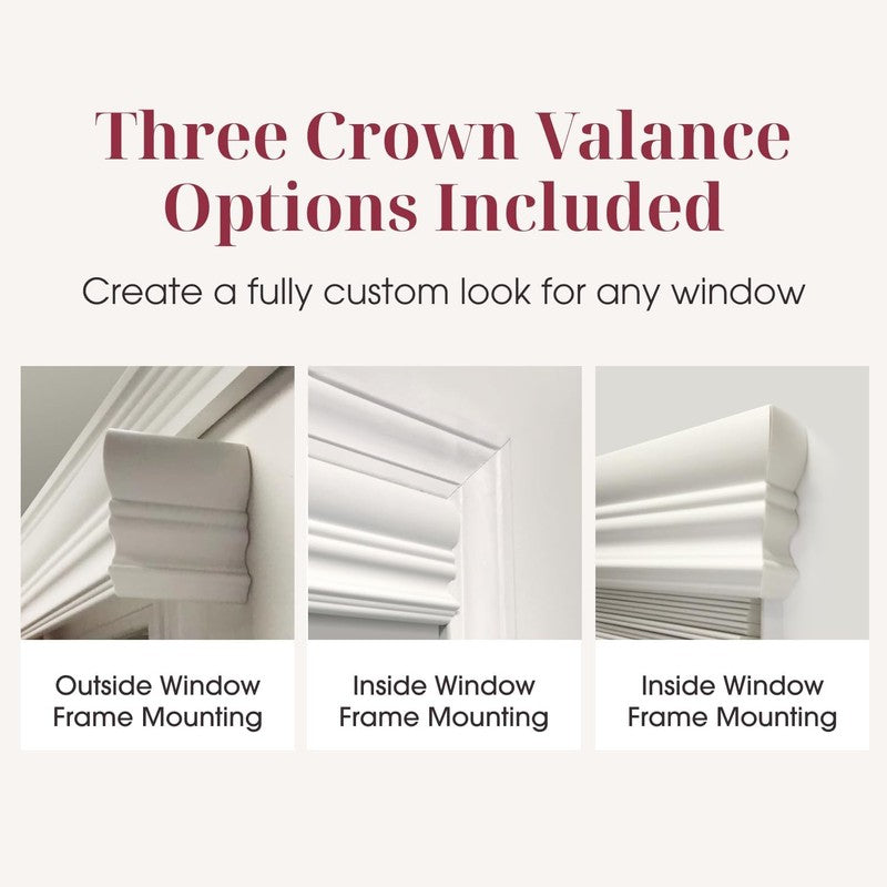 Cordless Faux Wood Blinds with Valance, 34.25" W x 60" H, White2