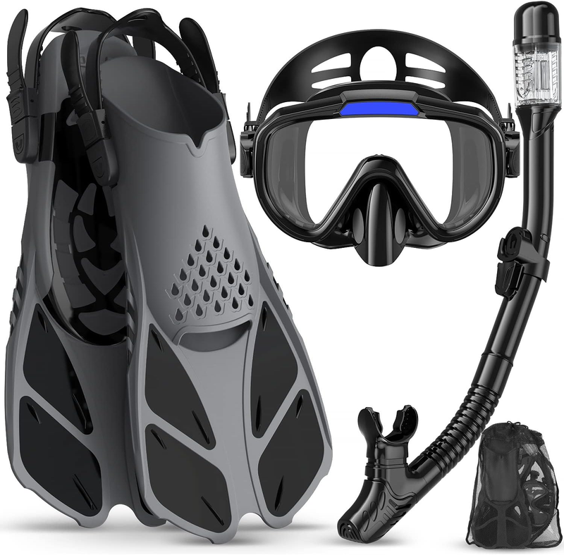 Snorkeling Gear for Adults Men Women,4 in 1 Snorkel Set with Panoramic View Divi7