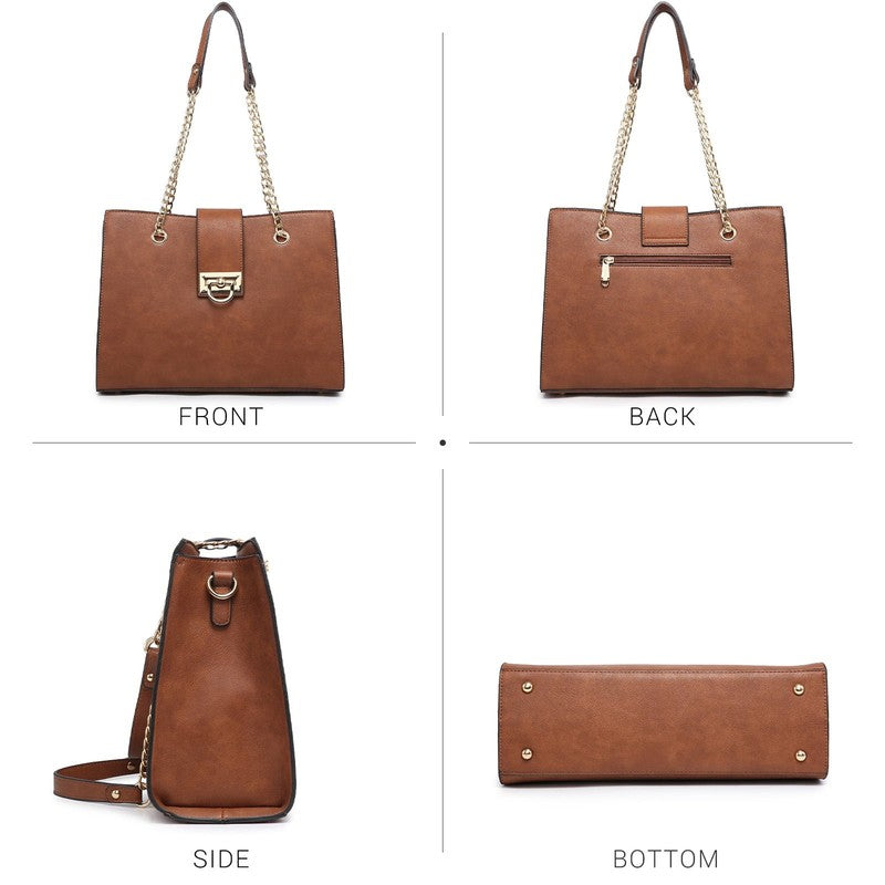 Women Hobo Bag Vegan Leather Tote Chain Shoulder Satchel Bag with Clutch3
