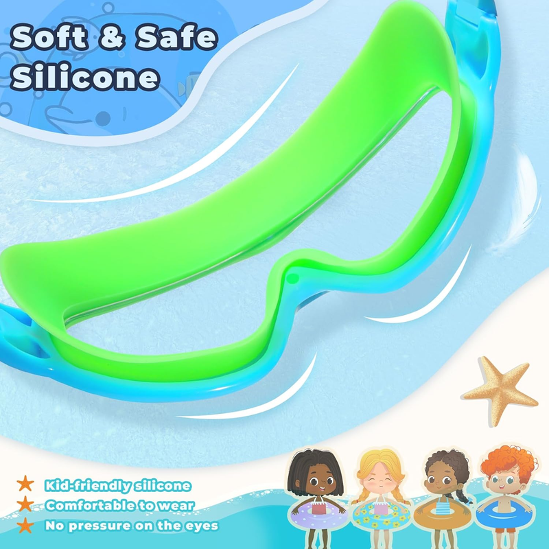 2 Pack Kids Swim Goggles UV Anti Fog Ages 3-15 Pool Boys Girls Youth3