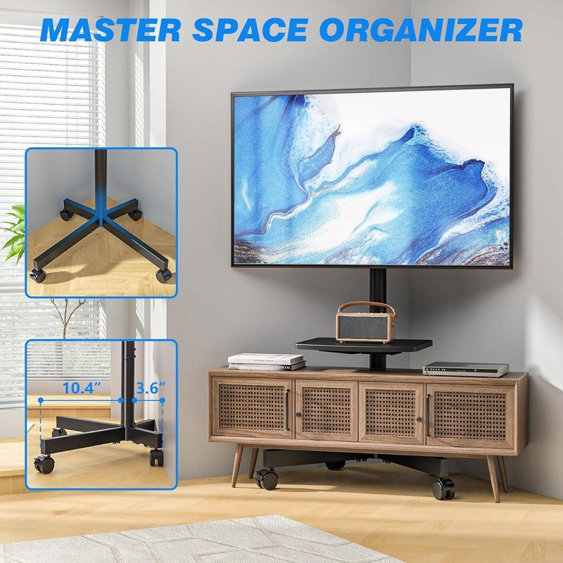 Rolling TV Stand with Shelf for 23–60" TVs, Height Adjustable Mobile Cart6