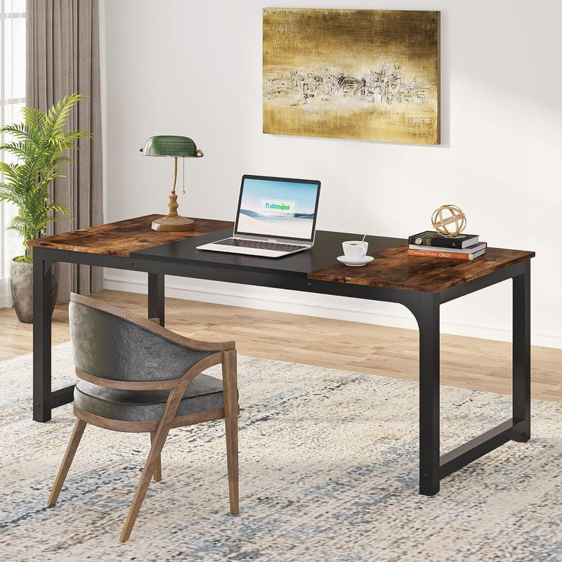 63x31.5'' Modern Computer Desk Large Office Writing Desk Vintage Black Metal2