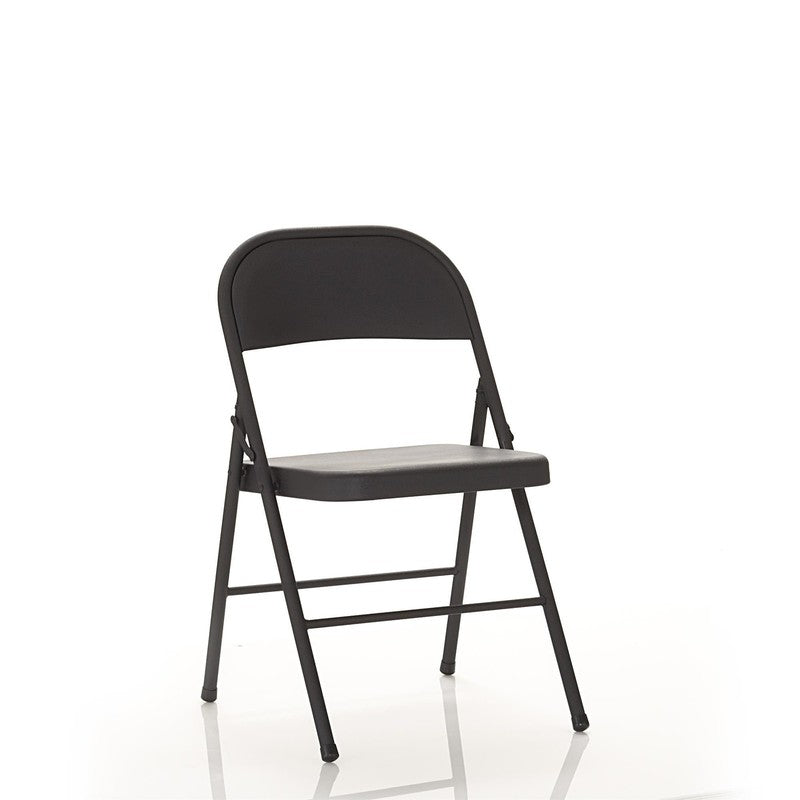 All Steel Metal Folding Chair, Double Braced, Black (Set of 4)5