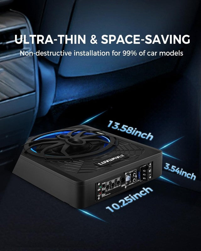 1200W 10" Slim Car Subwoofer with Built-In Amp & LED Light Package2