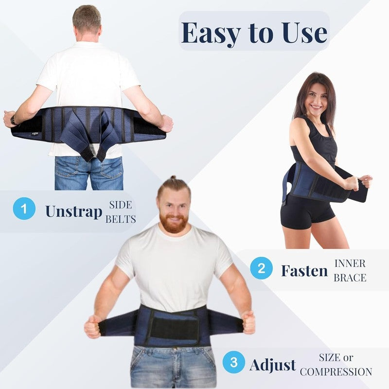 Back Support Brace Medium 32 37" – Adjustable Lumbar Belt, 6 Ribs, Unisex4