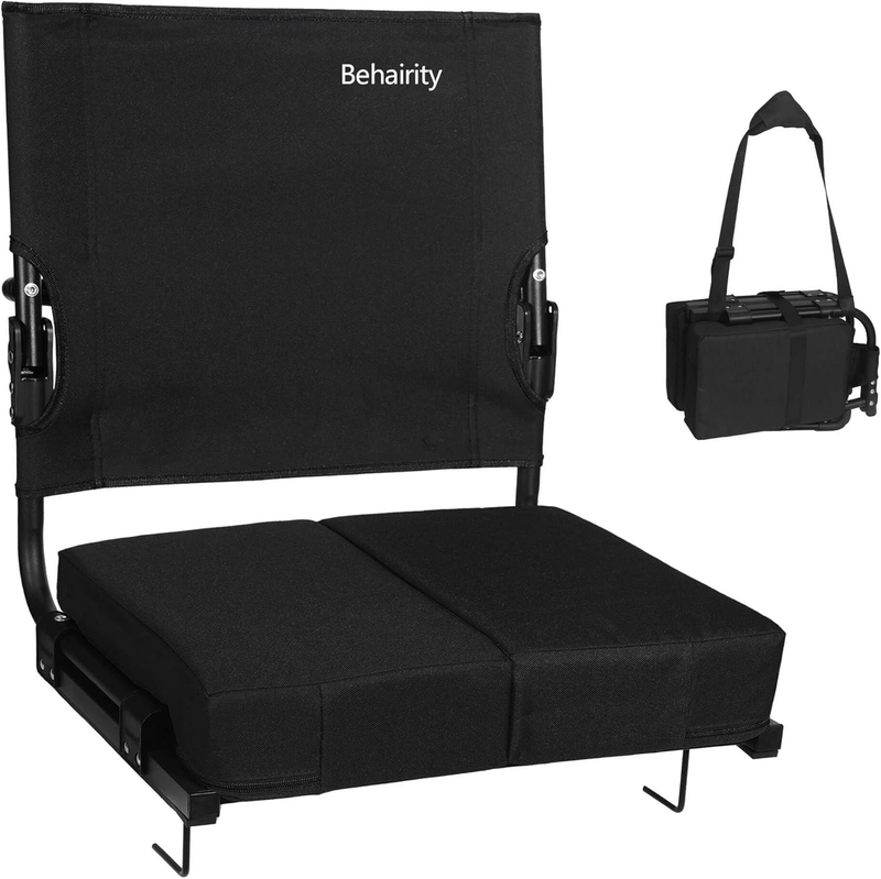 Portable Stadium Seat w/ Back Support Wide Padded Folding Chair Black9