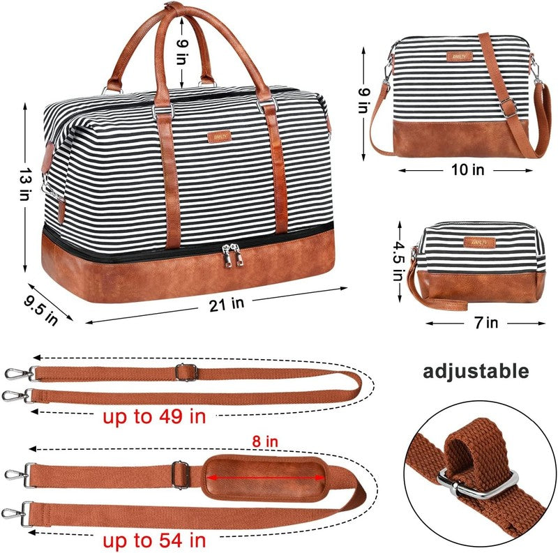 21in Weekender Duffle Bag Women 3Pc Set Carry On Travel w/ Shoe Compartment5