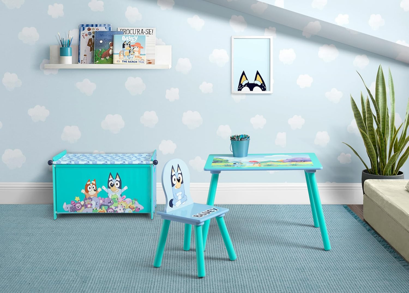 Bluey 3 Piece Toddler Playroom Set – Includes Table, Chair and Toy Box, Blue1