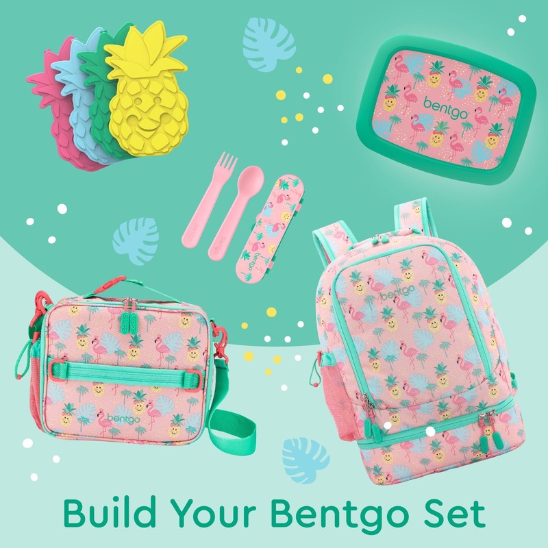 Kids 2 in 1 Backpack and Insulated Lunch Bag Tropical Print Water Resistant Scho5