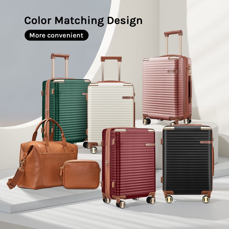 3Pc Carry On Luggage Set TSA Lock Spinner Wheels Leather Travel Bag6