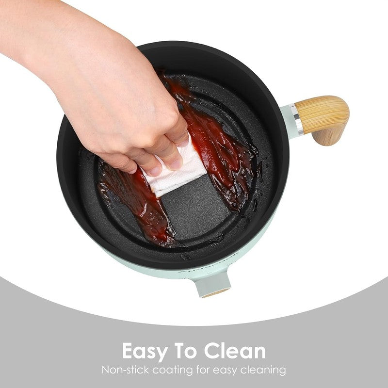 1.5L Electric Hot Pot Steamer Nonstick Noodle Cooker Dual Power Control Green5