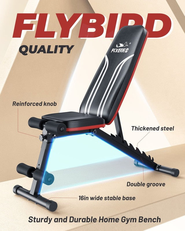 Adjustable Folding Weight Bench for Home Gym, Includes Resistance Bands1
