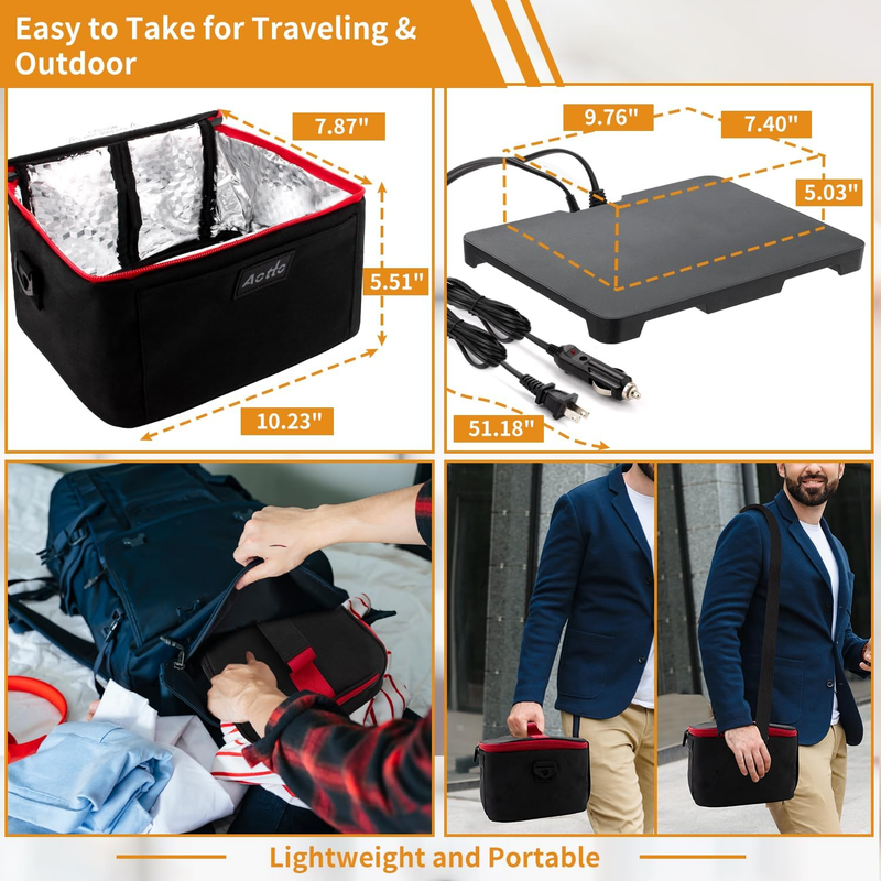 Portable Electric Lunch Box 12V/24V/110V Food Warmer Black Red3