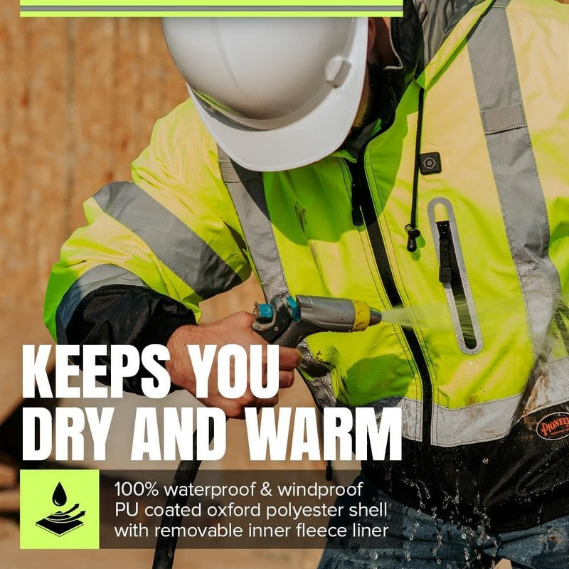 Hi Vis Safety Bomber for Men   Waterproof, Reflective ANSI Class 3 Winter Rain J1