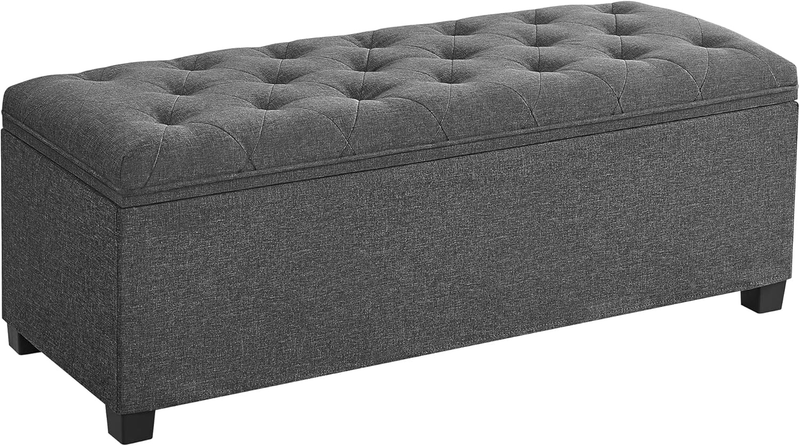 Storage Ottoman Bench Foot Rest Chest 43.3'' Bedroom Living Room Dark Gray0