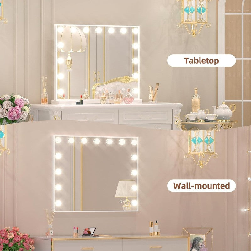Lighted Vanity Mirror with Bluetooth Speaker 22.8"x18.1" 15 Dimmable LED5