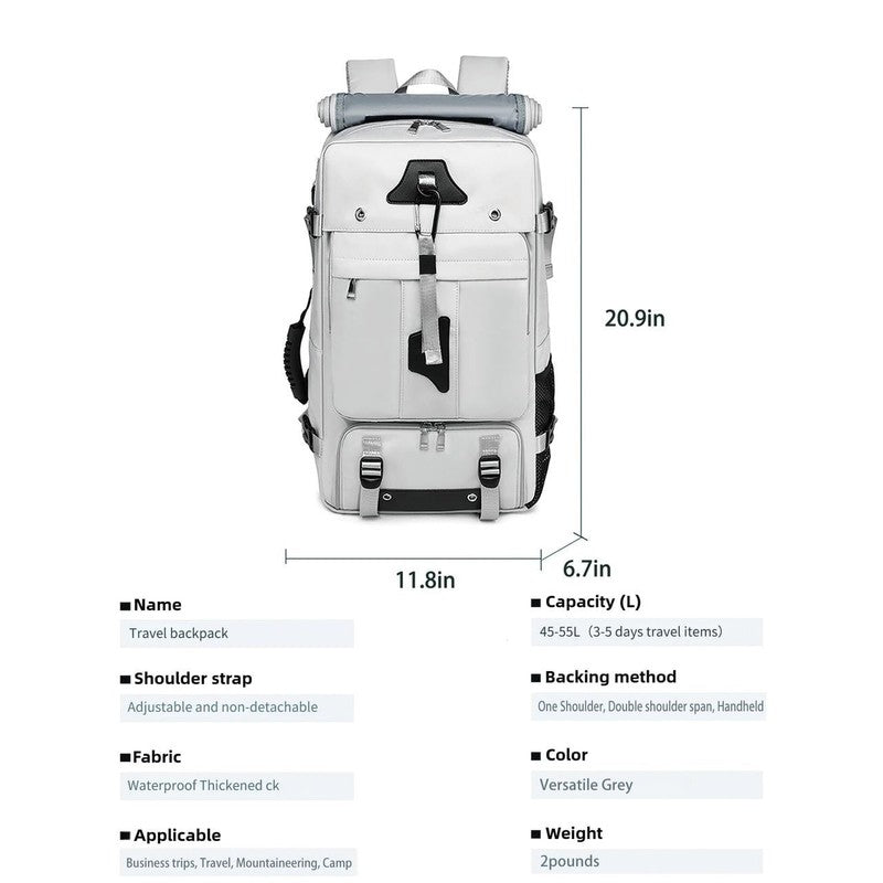50L Travel Backpack Waterproof Extra Large Laptop Hiking Business Grey1
