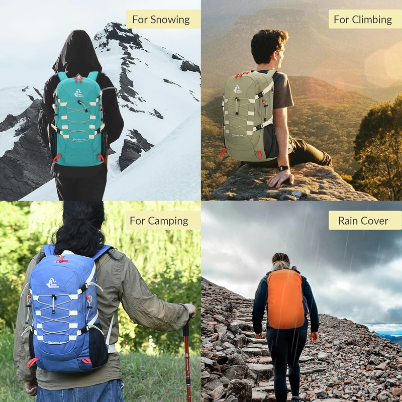 40L Hiking Backpack Waterproof Camping Travel Daypack Pink6