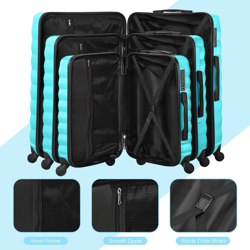 10 Piece Luggage Set Hardside Spinner Suitcase 28 24 20 Inch Backpack Cubes Blue4