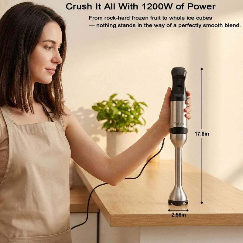 2026 New Immersion Hand Blender, 1200W with 5 Speed Settings, Stainless Steel Bl2