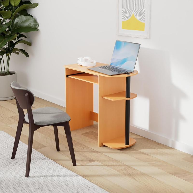 Simplistic Easy Assembly Computer Desk, with Keyboard Tray, Light Cherry/Black1