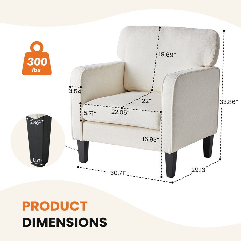 Mid Century Modern Lounge Chair – Curved Back Upholstered Armchair for Living Ro3