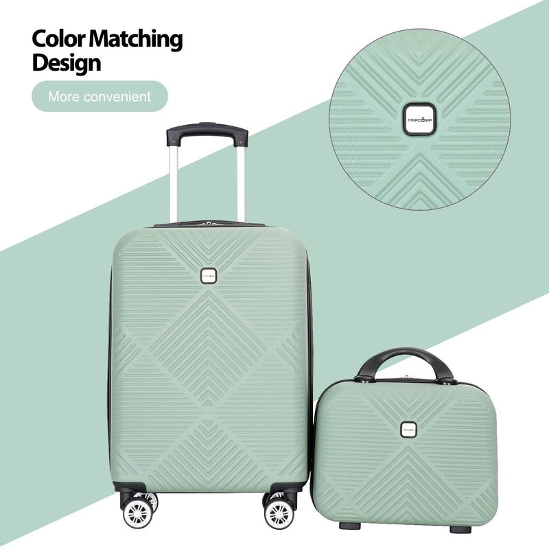 2 Piece Luggage Set Hardside Spinner Wheels Lightweight Carry On Suitcase Olive3